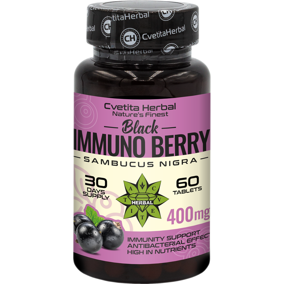 Extrakt z čierneho bazy - Black Immuno Berry (60 tabliet)