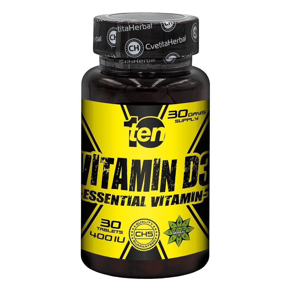 10/ten Vitamín D3 - Vitamín D3 - 30 tabliet x 400 IU