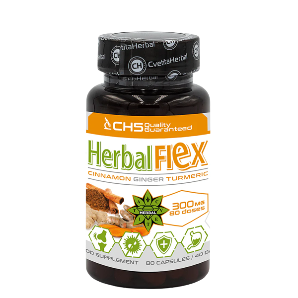 Kurkuma, Zázvor, Cejlónska škorica - Herbal Flex (80 kapsúl x 300mg) - Herbal Flex
