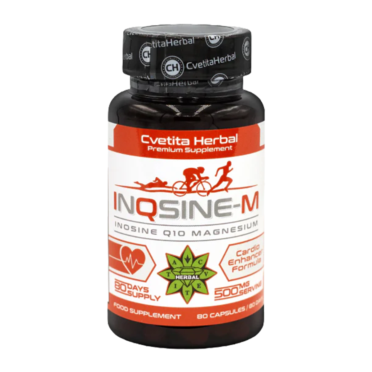 Inozín, Koenzým Q10, Horčík - Vegetariánsky (80 kapsúl x 500 mg)