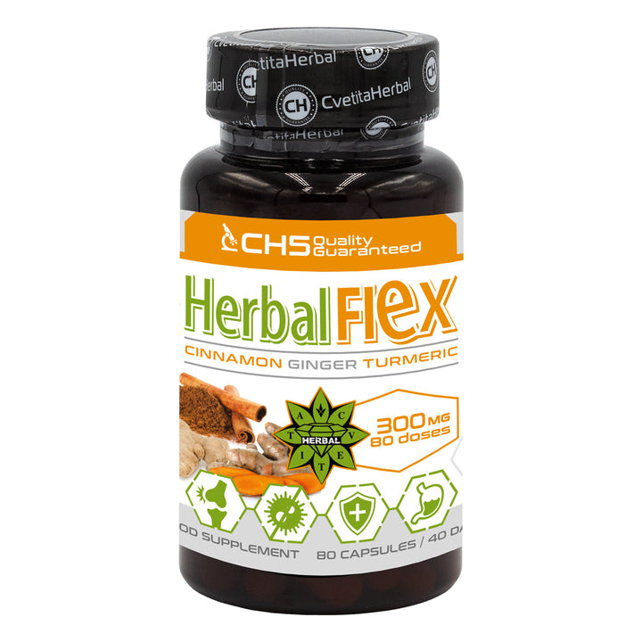 Kurkuma, Zázvor, Cejlónska škorica - Herbal Flex (80 kapsúl x 300mg) - Herbal Flex