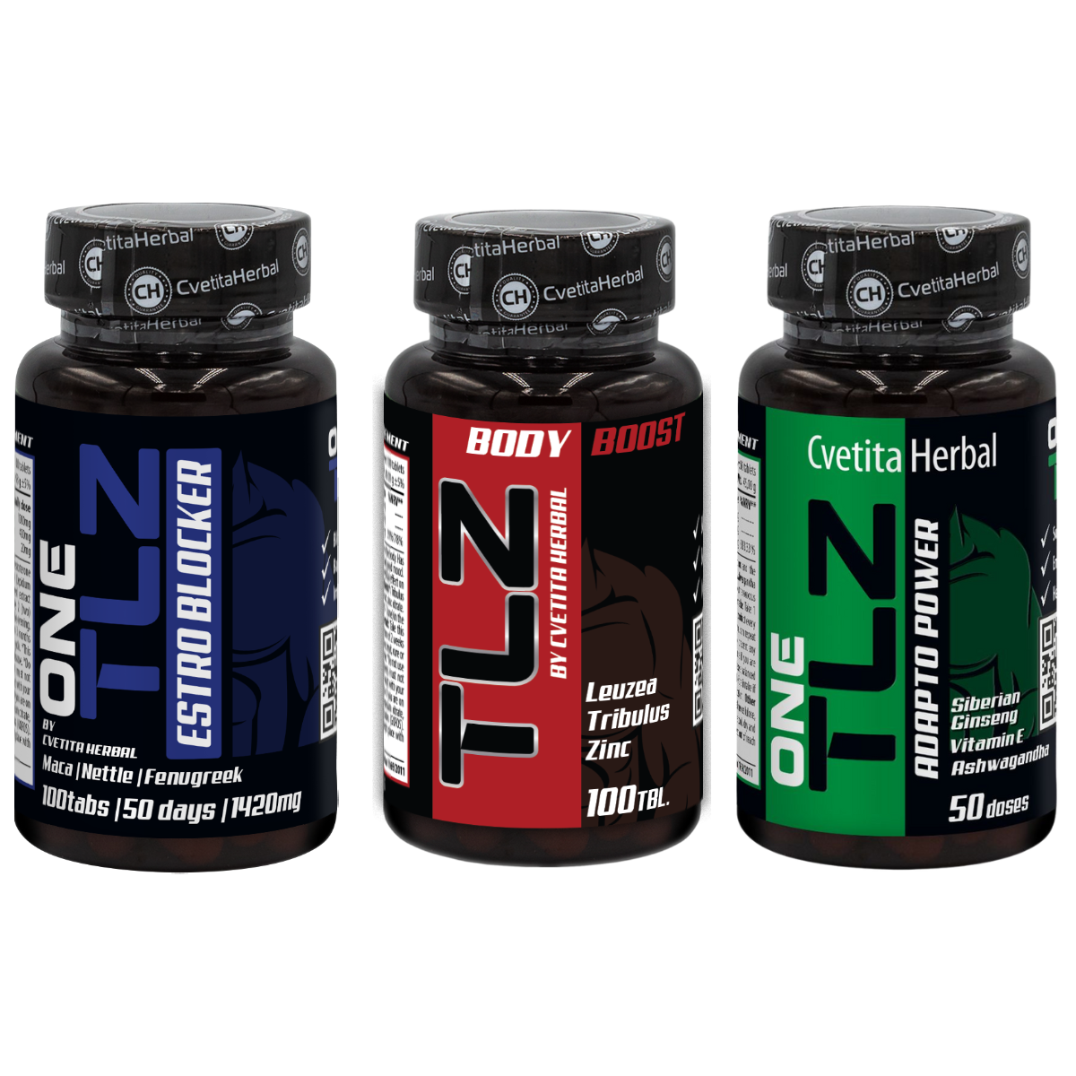 COMBO BALÍČEK: TLZ BODY BOOST 100tabliet + TLZ ESTRO BLOCKER 100tabliet + TLZ ADAPTO POWER 50tabliet