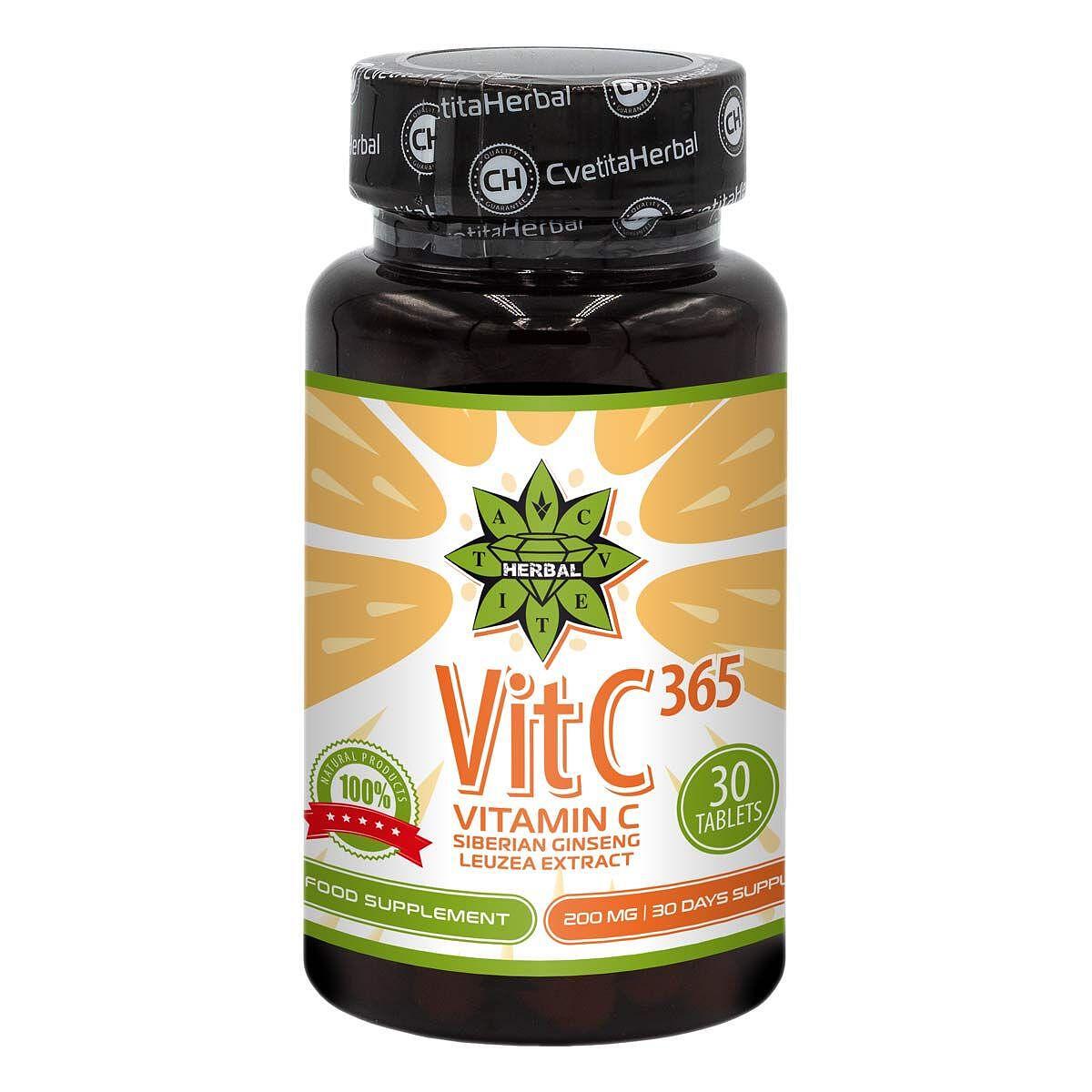 Vitamin C 365 + Siberian Ginseng and Leuzea (30 tabliet)